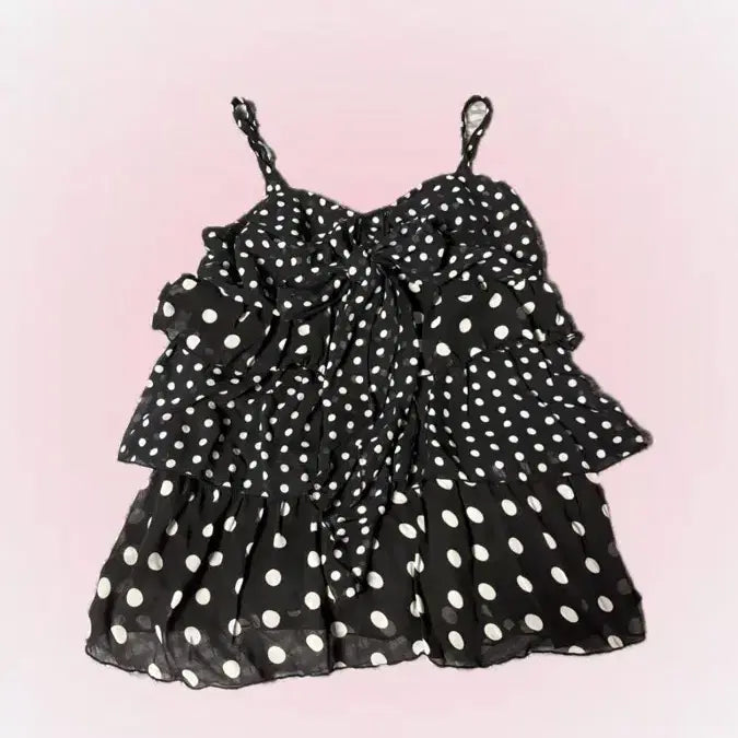 [BUNJANG] Vintage Dot Ruffle Tiered Camisole / 빈티지 도트 프릴 캉캉 나시