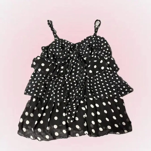 [BUNJANG] Vintage Dot Ruffle Tiered Camisole / 빈티지 도트 프릴 캉캉 나시