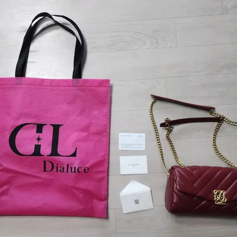 [BUNJANG] Louis Quatorze L Quilting Top Handle Shoulder Chain Bag Red / 루이까또즈 L 퀼팅 탑 핸들 숄더 체인백 레드