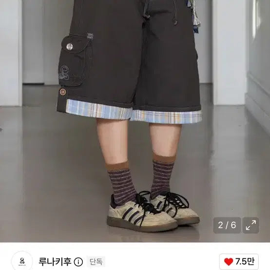 [BUNJANG] Lunakhif Sun and Moon Check Color Block Bermuda Pants Charcoal / buy) 루나키후 햇님과 달님 체크배색 버뮤다 팬츠 차콜
