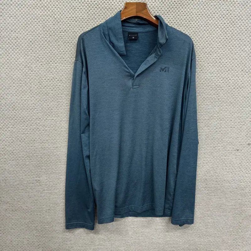 [BUNJANG] Millet Long Sleeve Collared T-Shirt 100 / 밀레 등산 긴팔카라티 100 H01178