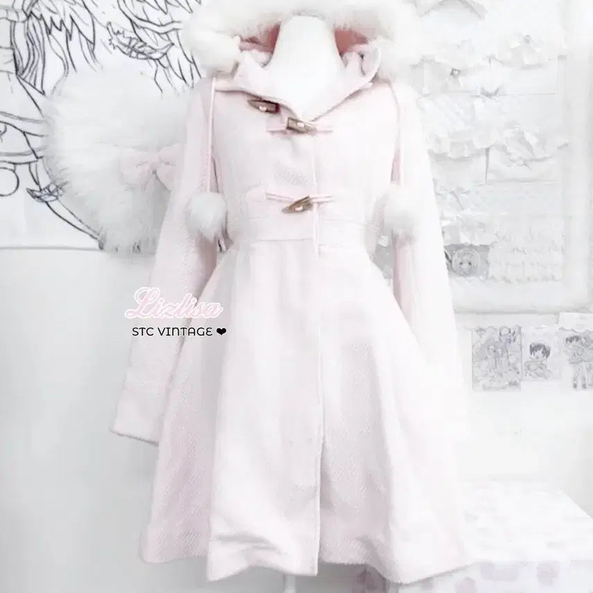 [BUNJANG] Liz Lisa Vintage Coat Pink Argyle Dot Style / 빈티지 리즈리사 코트 고전 대장 stc 히메갸루 라떼갸루 핑크 엑시즈팜 도트 아가일