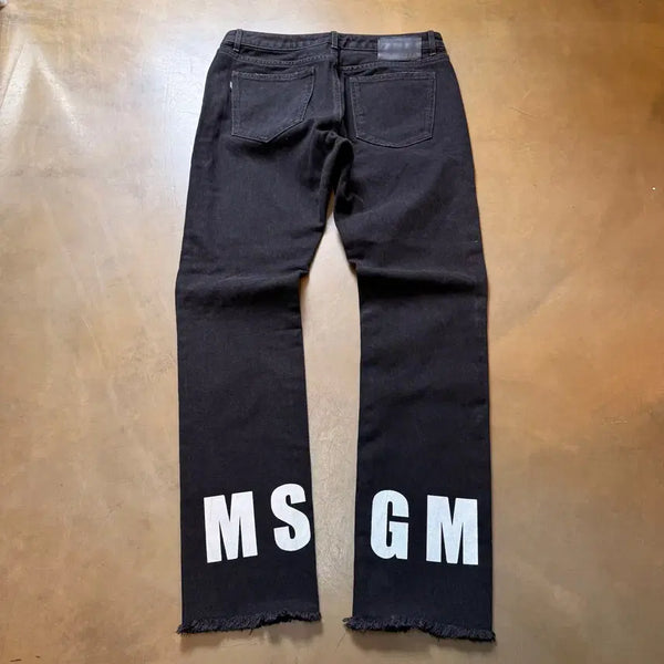 [BUNJANG] MSGM Lettering Cutting Black Jeans / MSGM 레터링 커팅 블랙 진