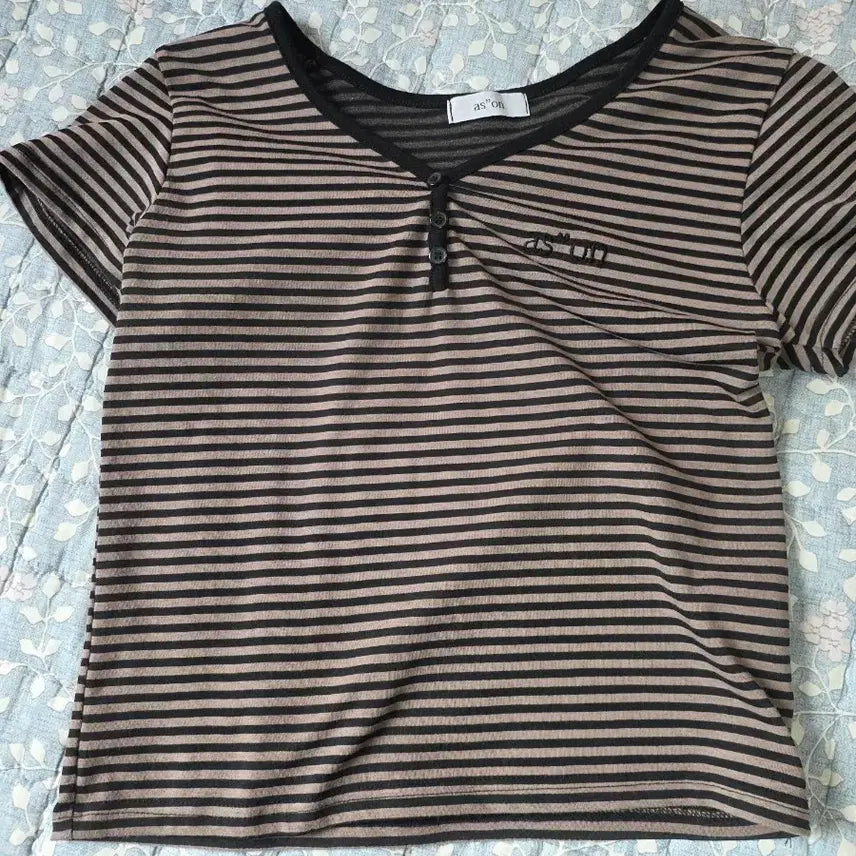 [BUNJANG] AZONE Striped Short-Sleeve T-Shirt / 애즈온 반팔