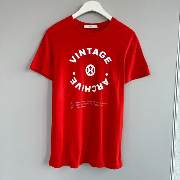 [BUNJANG] DEWL Vintage Archive Red Short-Sleeve T-Shirt / DEWL 듀엘링 빈티지 아카이브 레드 반팔티 85-160