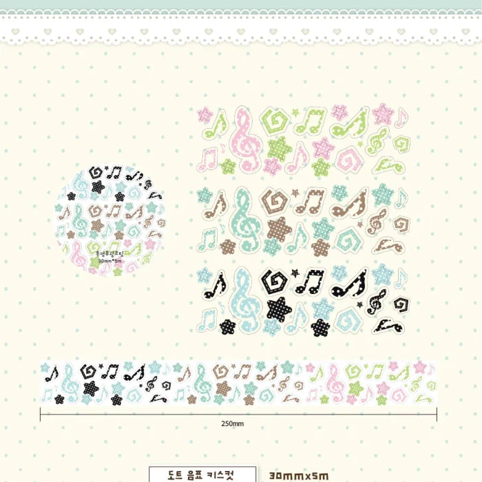 [BUNJANG] Logisti Sticker Dot Music Note Kiss Cut Washi Tape / (재고1)로지스티커 도트 음표 키스컷 마테띵