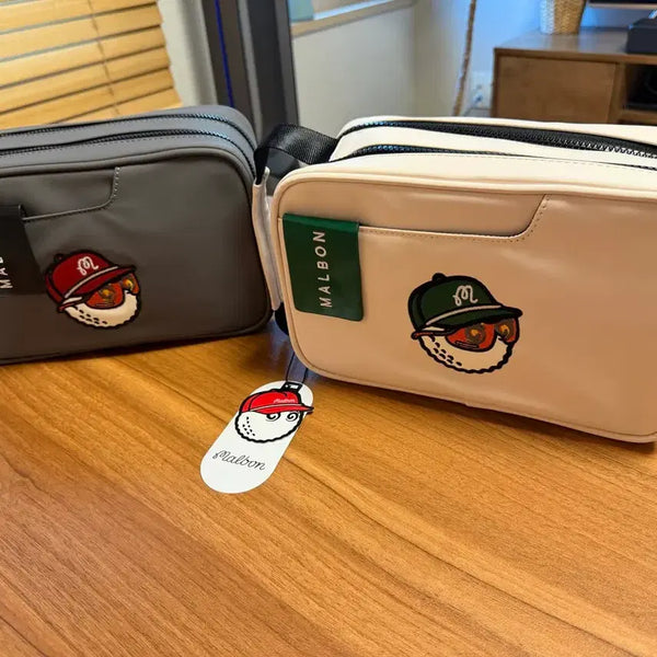[BUNJANG] Malbon Golf Pouch (Gray/Beige) / 말본 골프 파우치 (그레이/베이지)