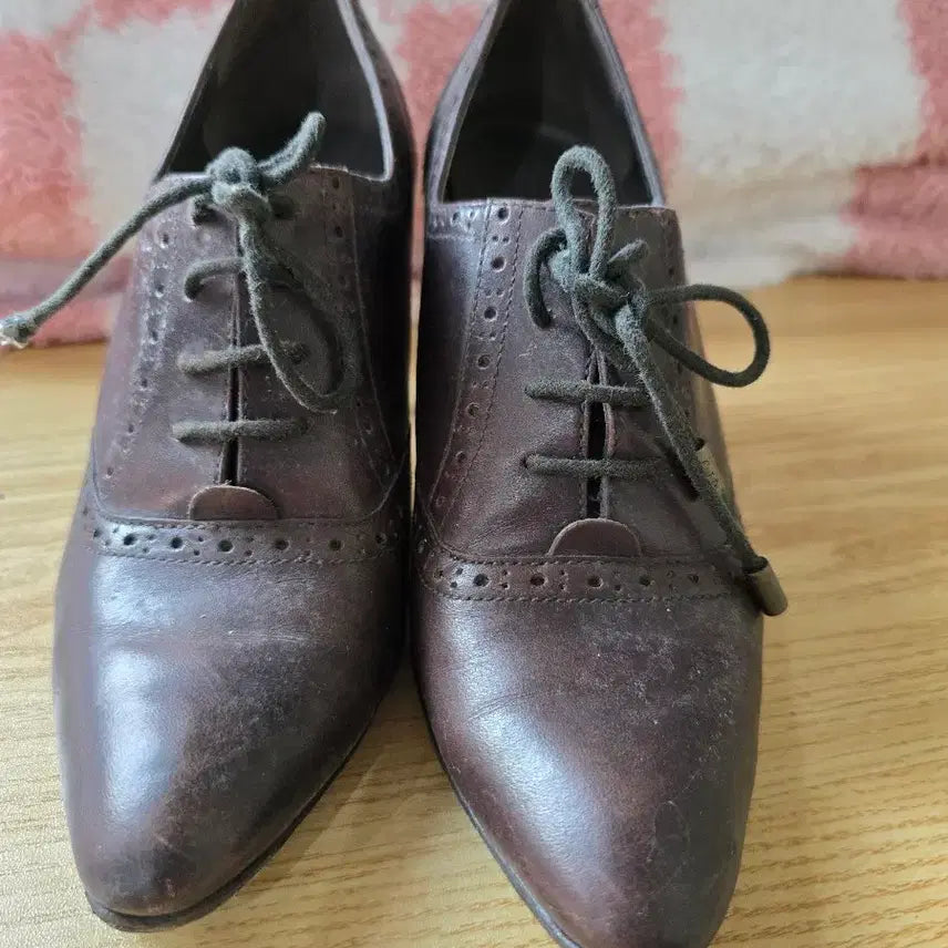[BUNJANG] Women's Brown Oxford Style Lace-Up Heels / (중고) 여성 힐