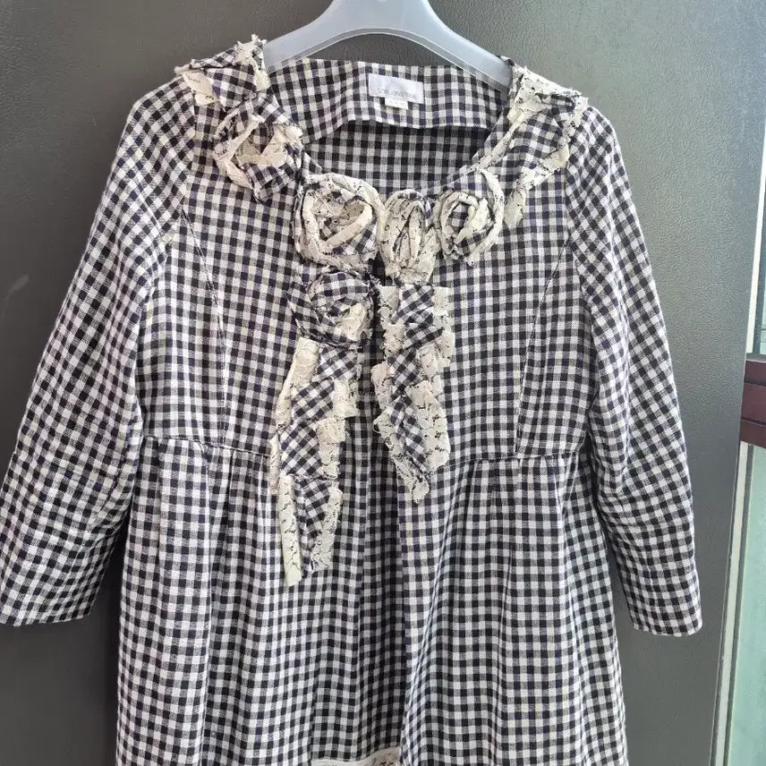 [BUNJANG] Son Jung Wan Check Frill Jacket Blouse / 손정완 체크무늬 프릴 자켓블라우스