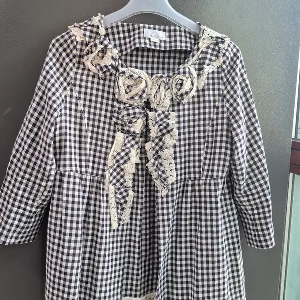 [BUNJANG] Son Jung Wan Check Frill Jacket Blouse / 손정완 체크무늬 프릴 자켓블라우스