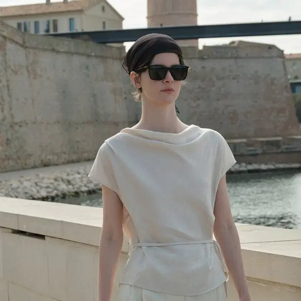 [BUNJANG] L'EVVER Cowl-neck String Blouse Light Beige / [루에브르] CowI-neck String Blouse_Light Beige