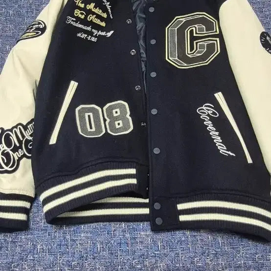 [BUNJANG] Covernat Baseball Jumper Navy/Ivory / 커버낫 야구 점퍼 네이비/아이보리