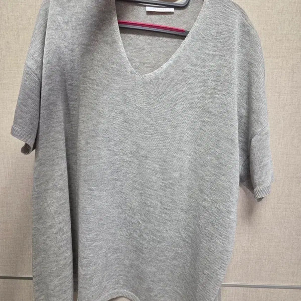 [BUNJANG] RECLARA Grey Loose Fit V-Neck Knit / 그레이 루즈핏 브이넥니트