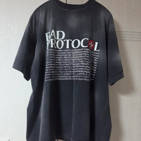 [BUNJANG] Rar Semi-Crop Round T-Shirt / [1]Rar 배드 프로토콜 세미크롭 라운드 티셔츠