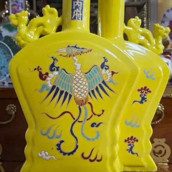 [BUNJANG] Yellow Bunche Double Lotus Vase / 황지 분채 쌍련병