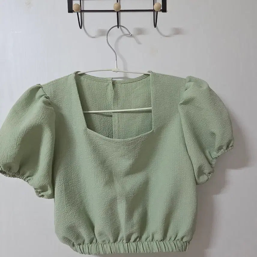 [BUNJANG] Mint Puff Blouse / 퍼프 블라우스 민트색