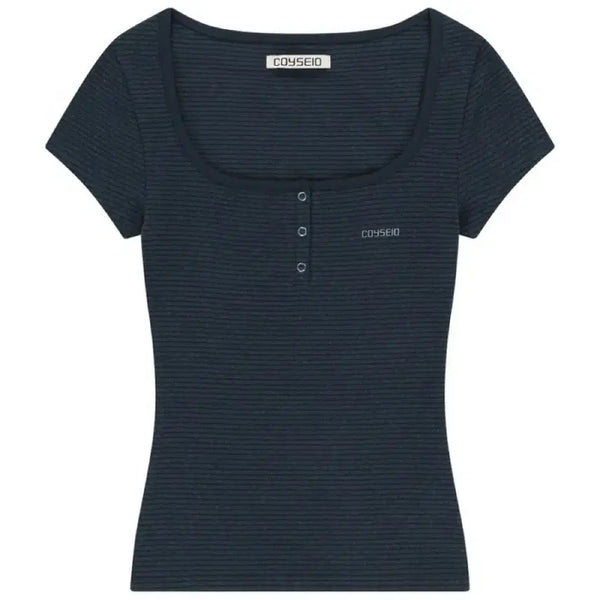 [BUNJANG] Coyseio Prong Snap Mini Logo T-Shirt Navy / 코이세이오 프롱 스냅 미니 로고 반팔티 네이비 coyseio prong snap mini logo navy