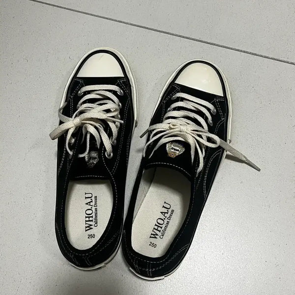 [BUNJANG] WhoAU Steve Canvas Sneakers Black 250 / 후아유 스티브 캔버스 스니커즈 250 검은색