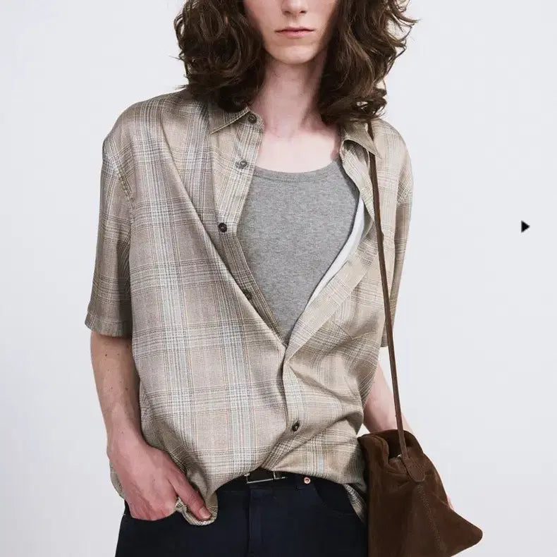 [BUNJANG] Recto 70s Vintage Check Shirt Beige Khaki M / 렉토 70S 빈티지 체크 셔츠 베이지 카키 M