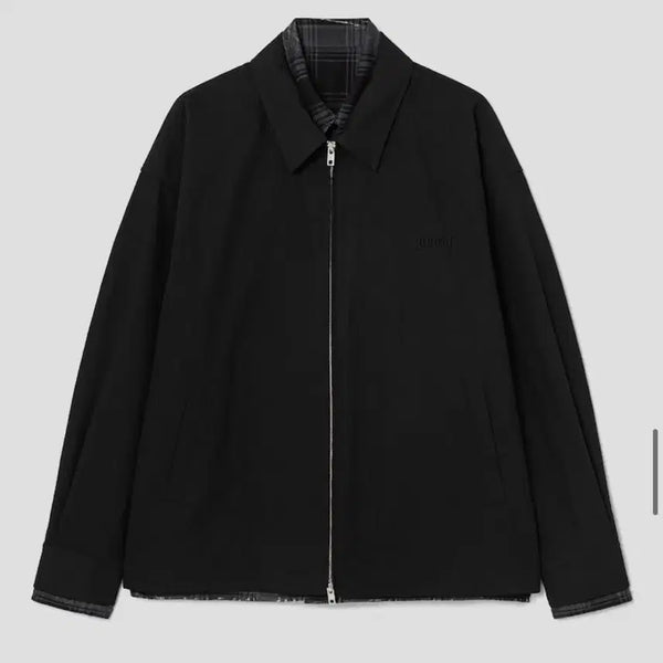 [BUNJANG] Junya Watanabe Island Grey Double Layered Shirt Jacket Black / 준지 아일랜드 그레이 더블 레이어드 셔츠자켓 블랙