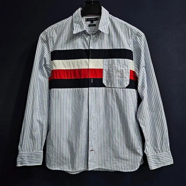 [BUNJANG] Tommy Hilfiger Men's Striped Long Sleeve Shirt / 타미힐피커 프린팅 줄무늬 남성 100 긴팔셔츠