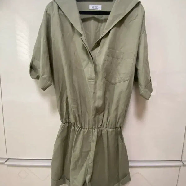 [BUNJANG] Tomboy Short-Sleeve Jumpsuit, Free Size (55-66) / 톰보이 반팔 점프슈트 프리 사이즈 55-66