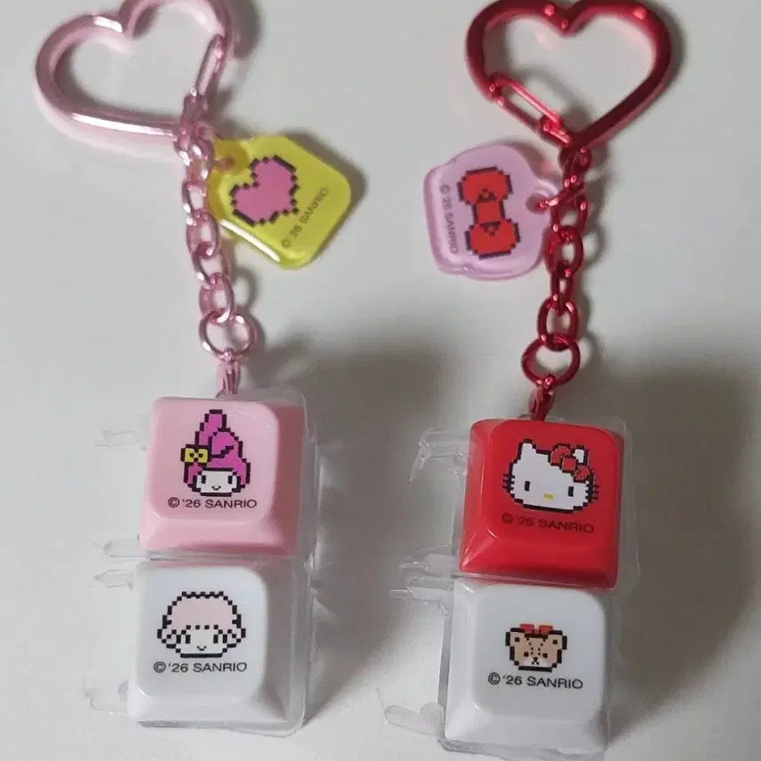 [BUNJANG] Sanrio My Melody & Hello Kitty LED Keycap Keychain / 산리오 LED 키캡 마이멜로디 헬로키티 키링