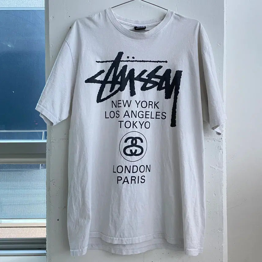 [BUNJANG] Stussy World Tour Short Sleeve T-Shirt / (L) 스투시 월드투어 반팔 티셔츠