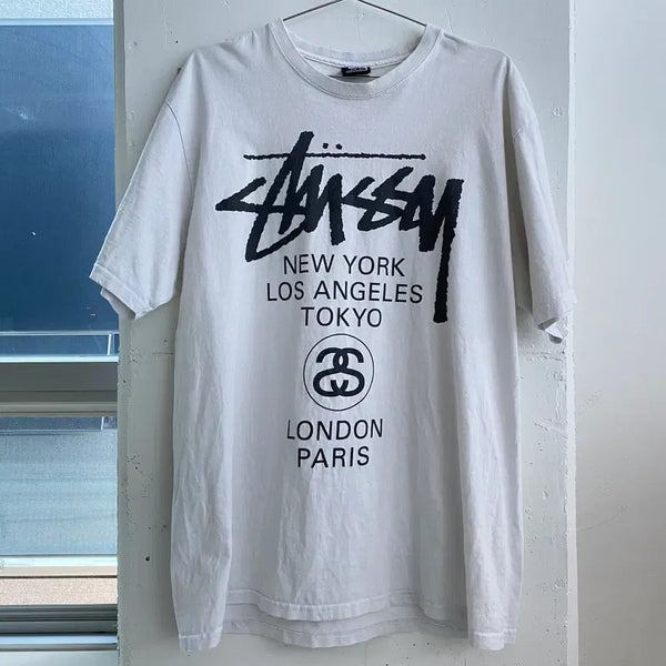 [BUNJANG] Stussy World Tour Short Sleeve T-Shirt / (L) 스투시 월드투어 반팔 티셔츠