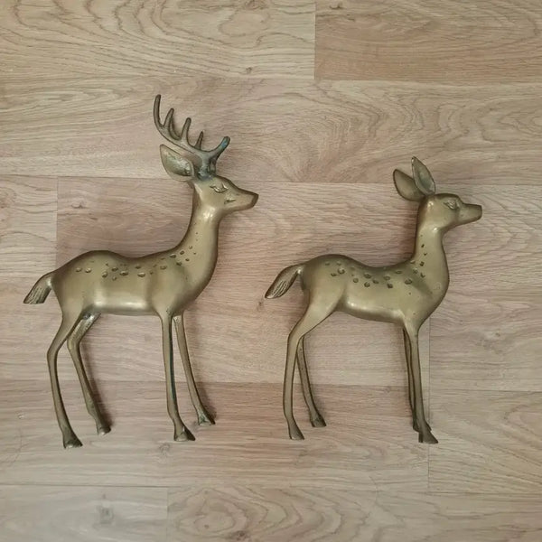 [BUNJANG] Brass Deer Pair (Male 29cm, Female 24cm) / 황동 사슴 암수 2개 (높이29,24)
