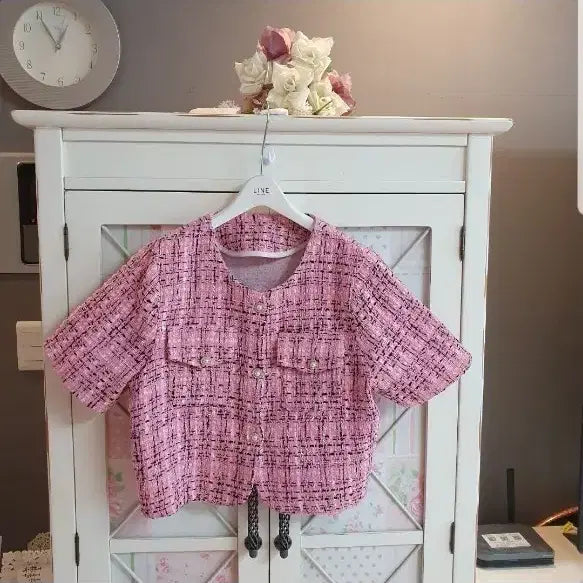[BUNJANG] Women's Pink Tweed Jacket (Size 55-66) / 트위드자켓/55-66
