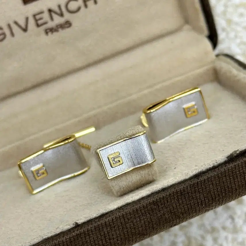 [BUNJANG] Givenchy Tie Clip Brooch & Cufflinks Set / 지방시 넥타이 뱃찌+ 커프스 링크 세트