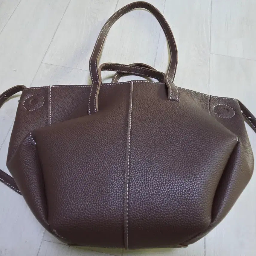 [BUNJANG] Brown Leather Tote Bag Shoulder Bag / 토트백 브라운 숄더백