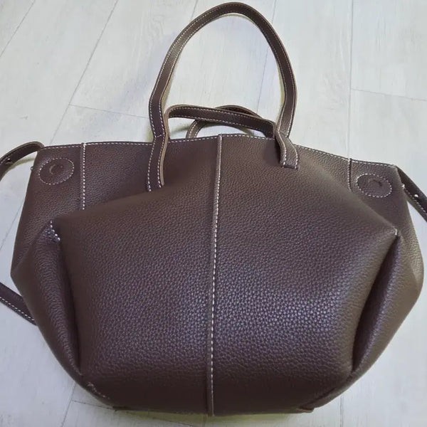 [BUNJANG] Brown Leather Tote Bag Shoulder Bag / 토트백 브라운 숄더백