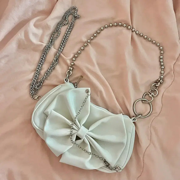 [BUNJANG] Zara White Ribbon Crossbody Shoulder Bag / 에이블리 자라 화이트 리본 크로스백 숄더백 갸루 stc