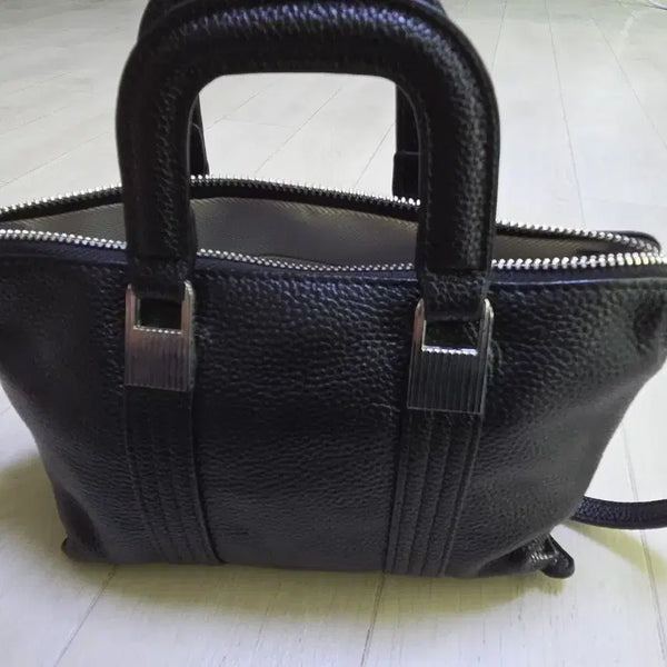 [BUNJANG] Black Leather Tote Bag / 블랙 가죽 토트백