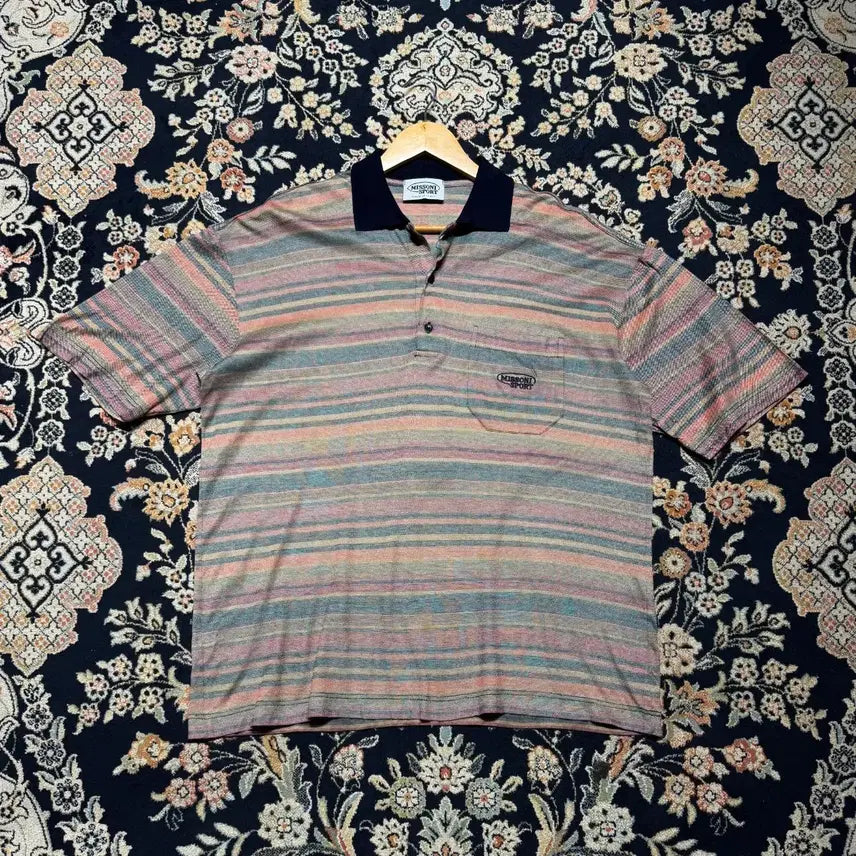 [BUNJANG] Missoni Sport Colorblock Short-Sleeve Polo T-Shirt XL / 이태리 미쏘니 스포츠 컬러블록 반팔 카라티 XL