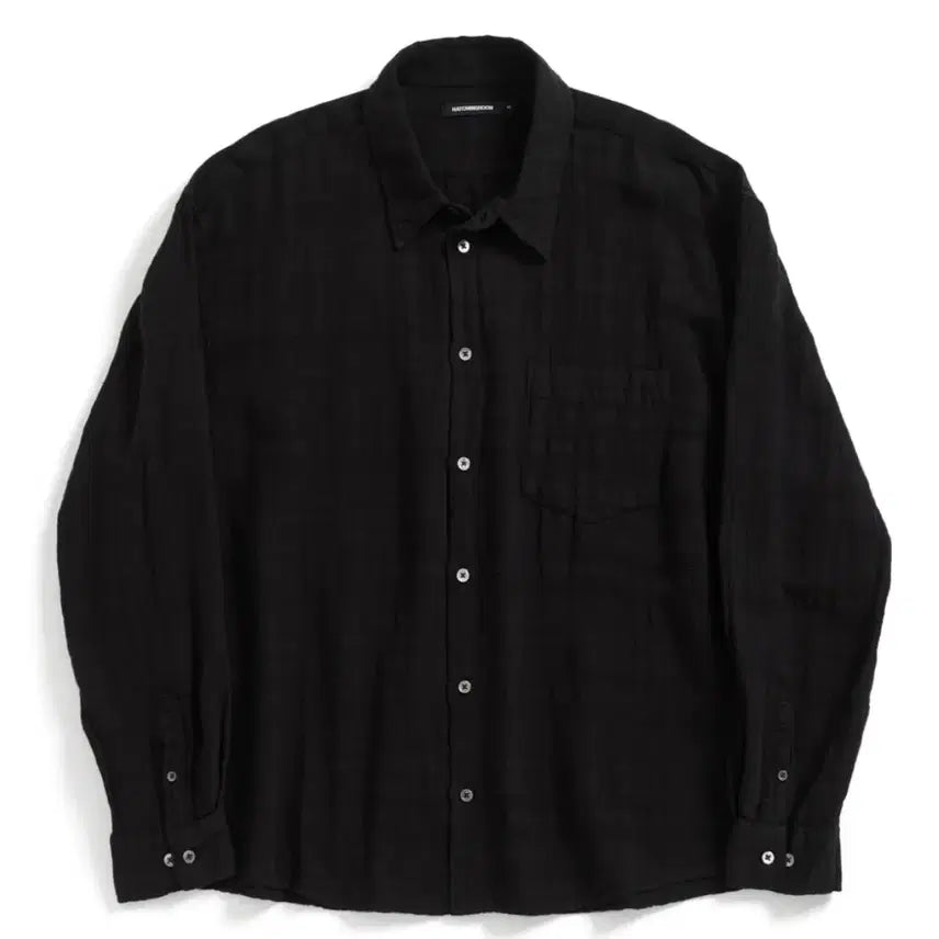 [BUNJANG] HAECHINGROOM Classic Shirt Gauze Stripe Over Dyed Black Size 4 / 해칭룸 Classic Shirt 블랙 4사이즈