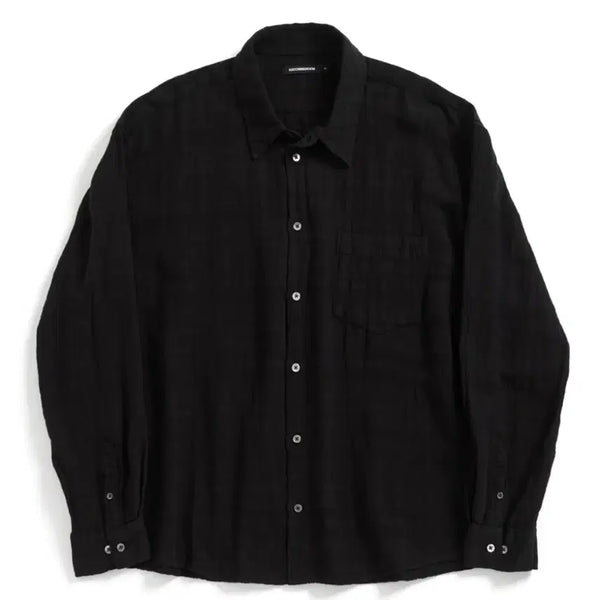 [BUNJANG] HAECHINGROOM Classic Shirt Gauze Stripe Over Dyed Black Size 4 / 해칭룸 Classic Shirt 블랙 4사이즈