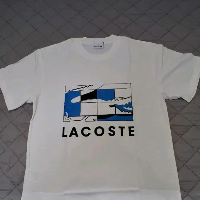 [BUNJANG] Lacoste Printed Short Sleeve T-Shirt / 새상품 라코스테 프린팅 화이트 반팥티 100,105,110 3종