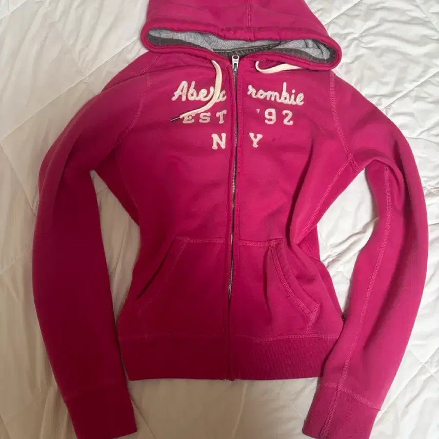 [BUNJANG] Abercrombie Hot Pink Hoodie Zip-Up / 아베크롬비 핫핑크 후드집업