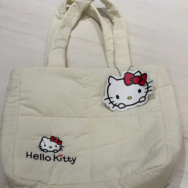 [BUNJANG] Hello Kitty Quilting Tote Bag - Ivory / 헬로키티 퀼팅 토트백 아이보리
