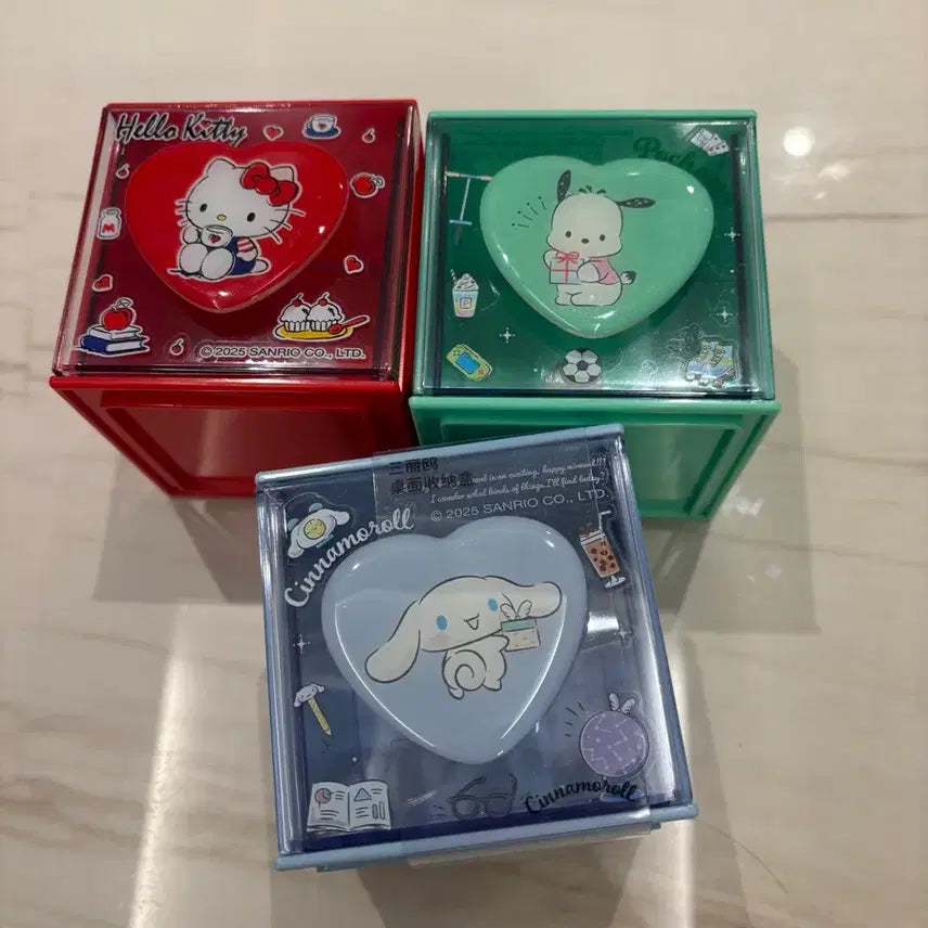 [BUNJANG] Sanrio Pochacco Heart Drawer Box / 산리오 헬로키티 포차코 시나모롤 하트 서랍함