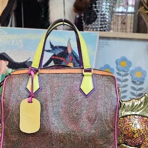 [BUNJANG] Etro Paisley Pattern Leather Boston Bag / 에트로 페이즐리 무늬 가죽 보스턴백