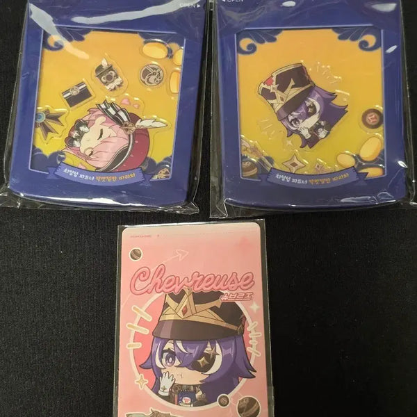 [BUNJANG] Genshin Impact Charlotte & Arlecchino Shaker Bundle with Arlecchino Photocard / 원신 박맛젤 샤를로트, 슈브르즈 쉐이커, 슈브르즈 포카 일괄