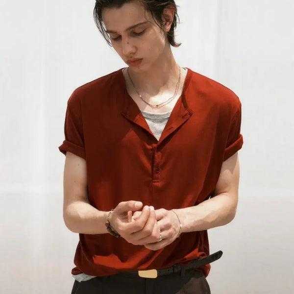 [BUNJANG] Noir Henry Neck Half T-shirt 52 / 노이어 헨리넥 하프 티셔츠 52