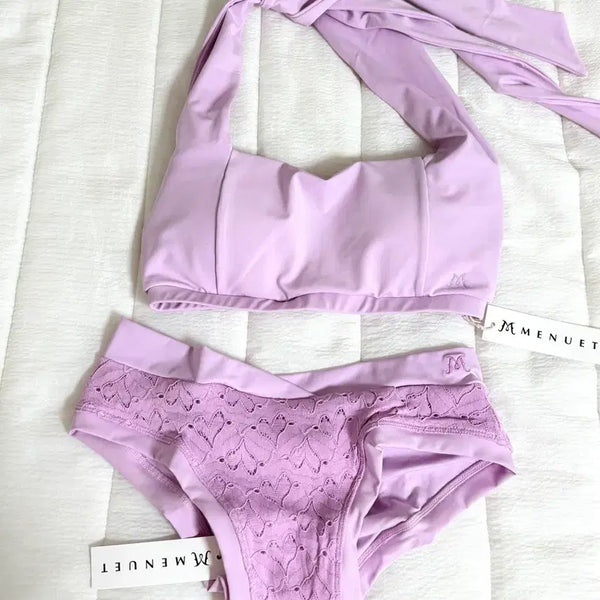 [BUNJANG] Minuet Cherry Blossom Heart by Heart Shorts (S) + Back Ribbon Top (XS) Pole Dance Set / (새상품) 미뉴엣 폴웨어 세트 | 하트바이하트 쇼츠 S + 백리본 탑 XS 체리블로썸 폴댄스 폴프의상