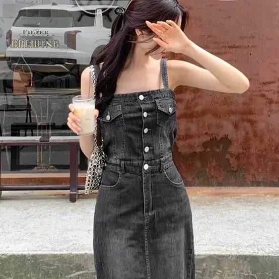 [BUNJANG] ATTRANGS Denim Long Dress / 아뜨랑스) 데님원피스