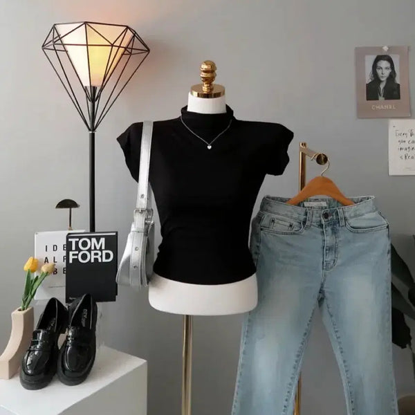 [BUNJANG] Black Short Sleeve T-Shirt / 에이블리 블랙 반팔 교신가능