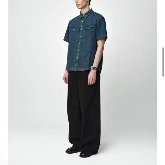 [BUNJANG] Milo Archive Two Pocket Denim Half Shirt Fade Blue / 29cm 밀로아카이브 투포켓 데님 하프셔츠 페이드 블루 청반팔셔츠 여름남방 여름셔츠 무신사